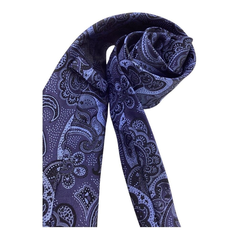 AVENUE FOCH By JAn PAULSEN Blue Paisley Silk Tie  W: 3.25" EX COND - Picture 2 of 5
